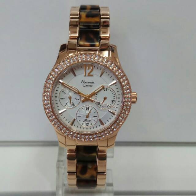Jam tangan Alexandre Christie AC 2463 leopard rose gold