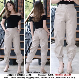 4093 JOGGER  KARGO KATUN PANTS  WANITA  Panjang Banyak Warna 