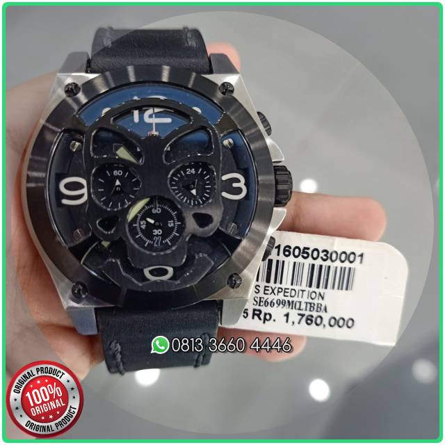 Expedition E6699 Tengkorak Tali Kulit Sepaket Gelang Magnet Original