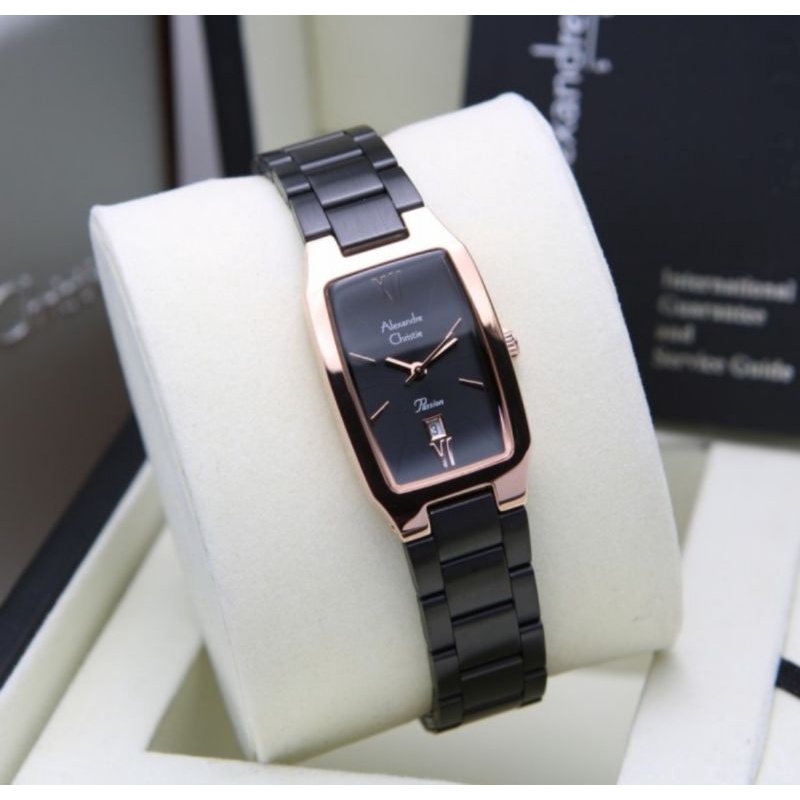 Alexandre Christie AC 2455 Black Rosegold Original Jam Tangan Wanita Analog
