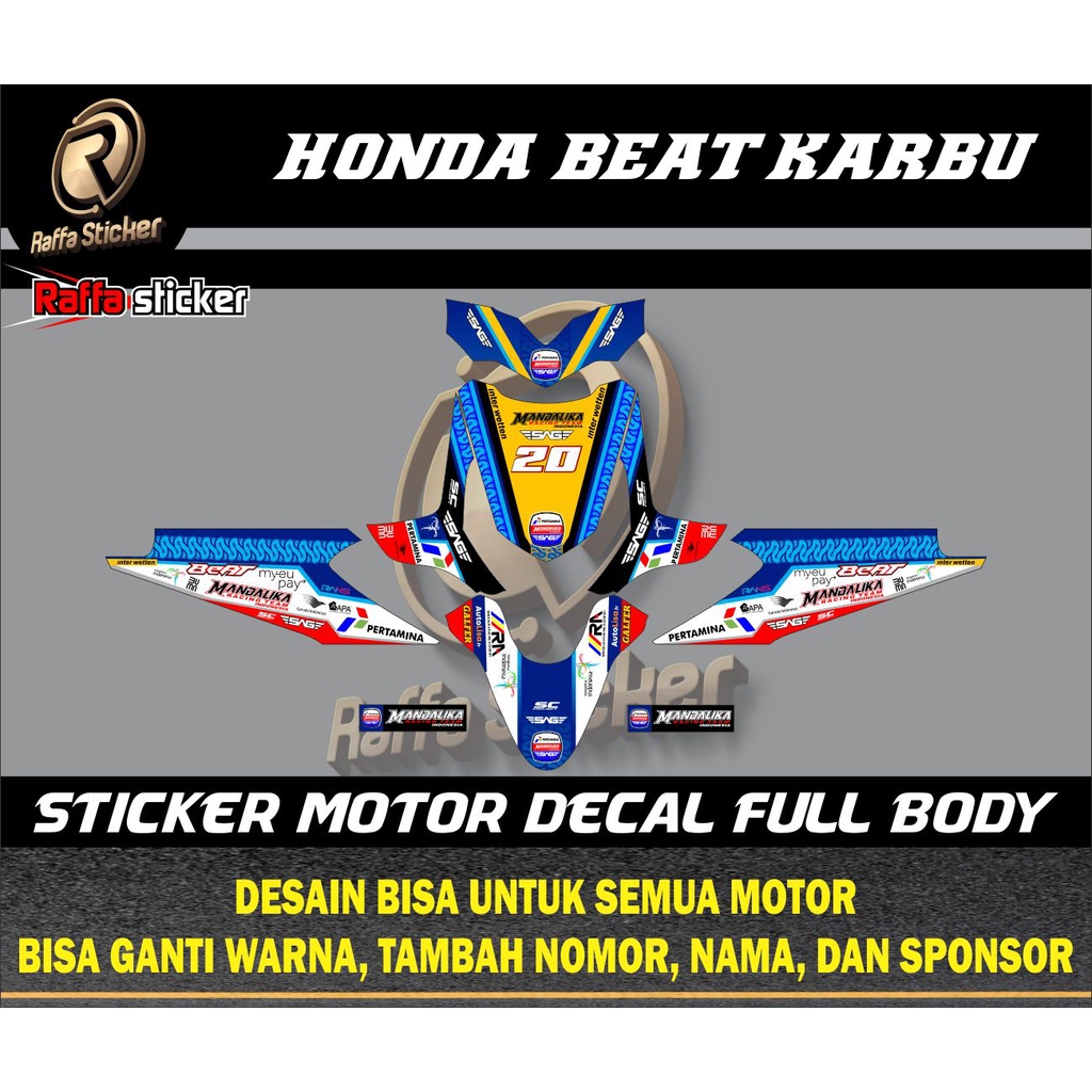 STICKER DECAL HONDA BEAT FUL BODY PERTAMINA MANDALIKA STRIPING PERTAMINA MANDALIKA RACING BEAT KARBU