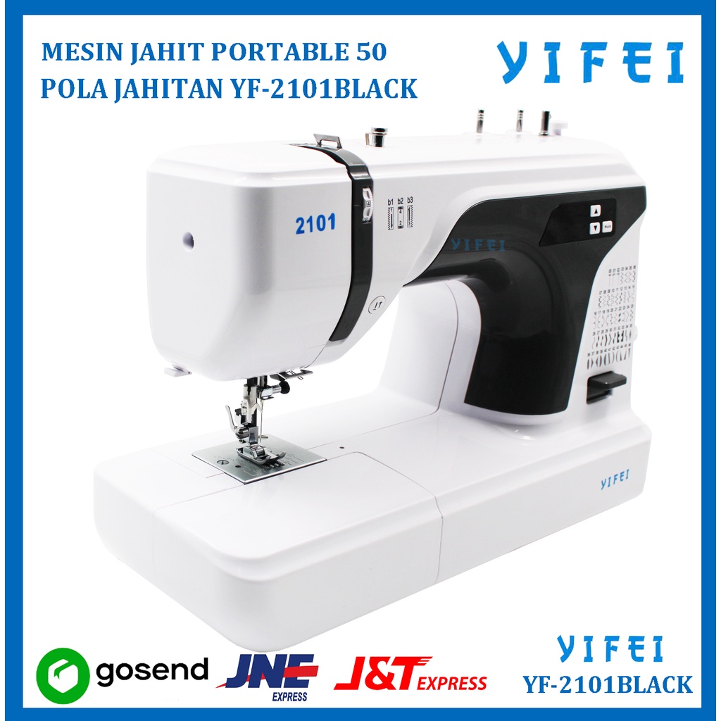 MESIN JAHIT PORTABLE 50 POLA JAHITAN YIFEI YF-2101BLACK WARNA HITAM