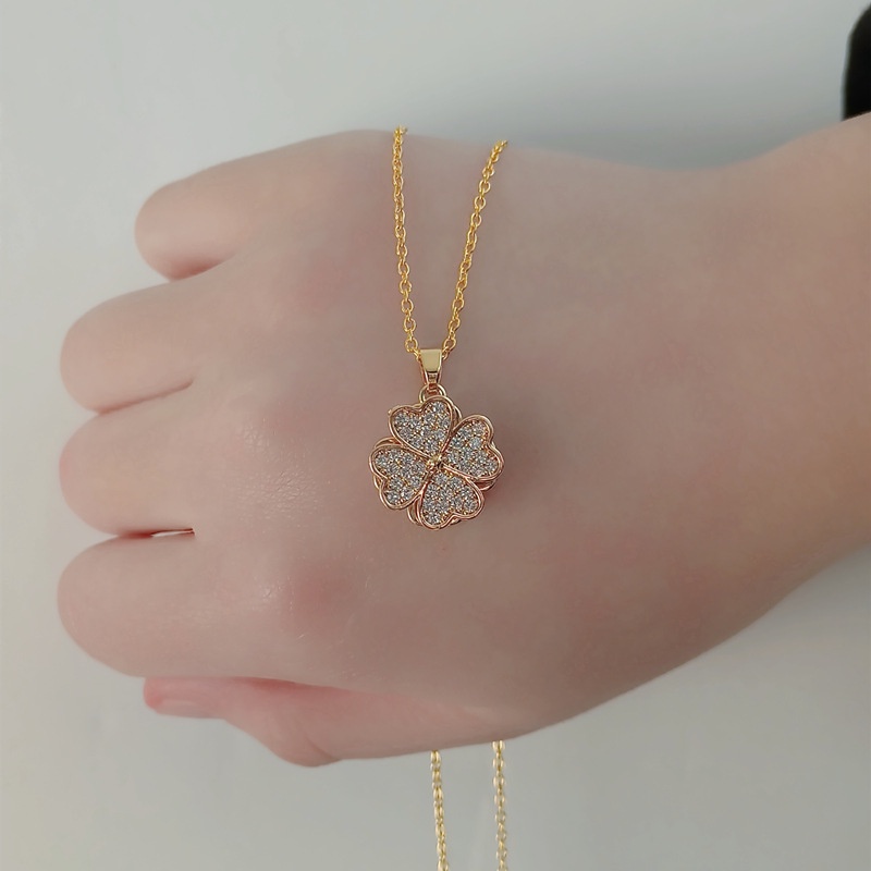 Kalung Liontin Bentuk Kincir Angin Bunga Matahari Bahan Stainless Steel Hias Zircon