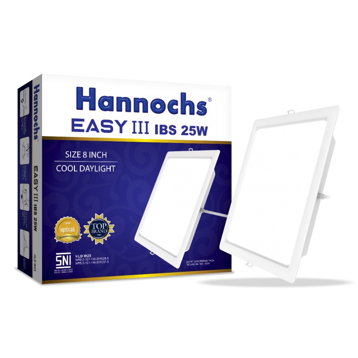 HANNOCHS Lampu Downlight Tanam Plafon 8 Inch Petak Easy IBS 25 Watt - Cahaya Putih