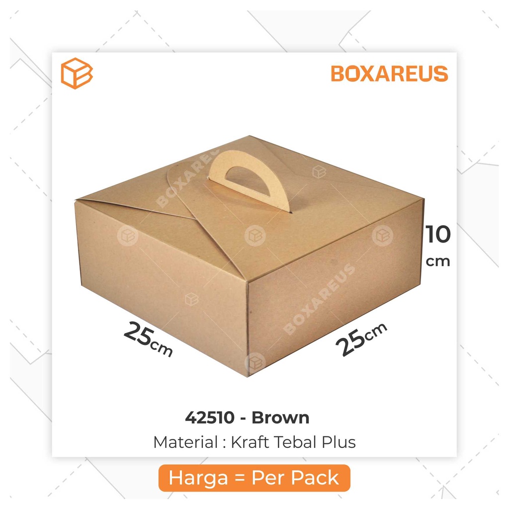 Box Kue, Kotak, Cake Box, Gable Box, Kemasan, Packaging, Hampers | 42510 BROWN (10pc)