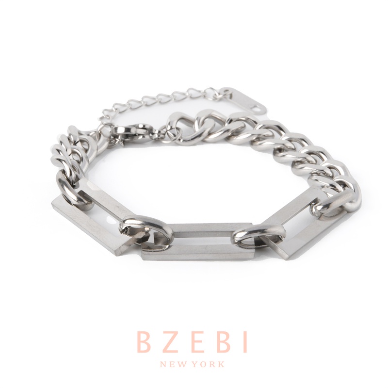 Bzebi Gelang Titanium Steel Lapis Emas 18k Hias Berlian Imitasi Gaya Korea Untuk Wanita 1062b-1 / 2