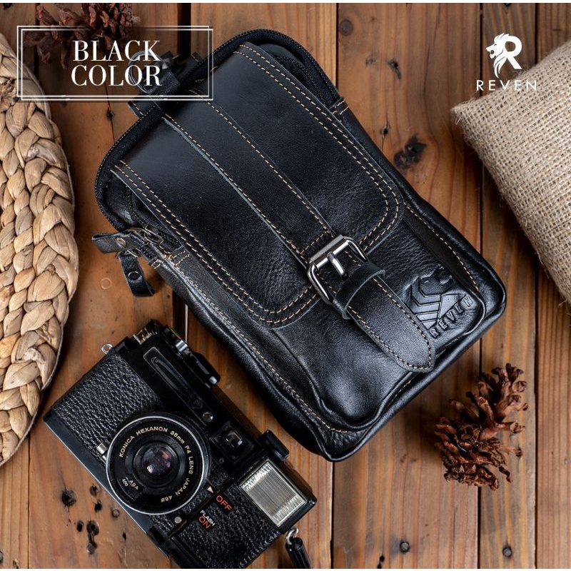 Tas Selempang Sling Demeter Bag Leather Bag Selempang Kecil Pria - HITAM