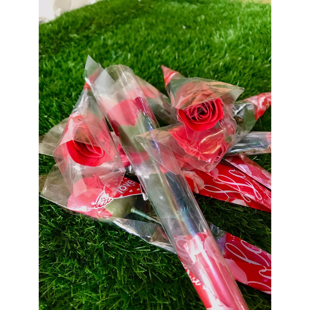 BUNGA PLASTIK MAWAR MERAH ROSE