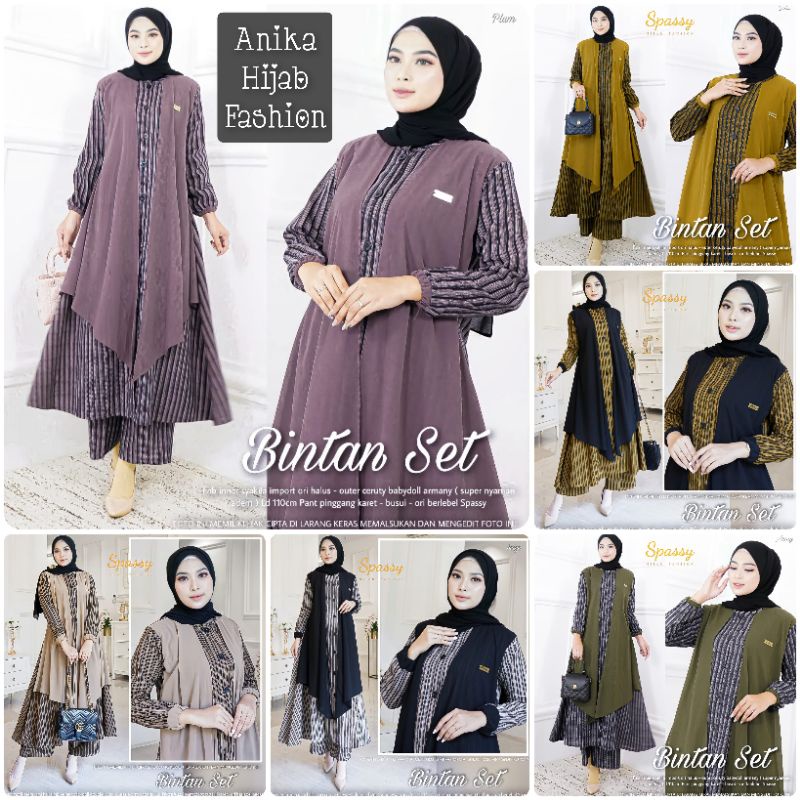 BINTAN SET SETELAN MAXY ORIGINAL BY SPASSY. GAMIS DRESS SETELAN WANITA TERBARU PREMIUM PRODUK BERLAB
