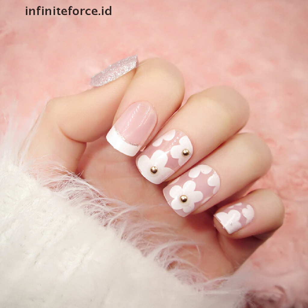 Infiniteforce.id 24pcs / Set Kuku Palsu Full Cover Bahan Akrilik Untuk Nail Art