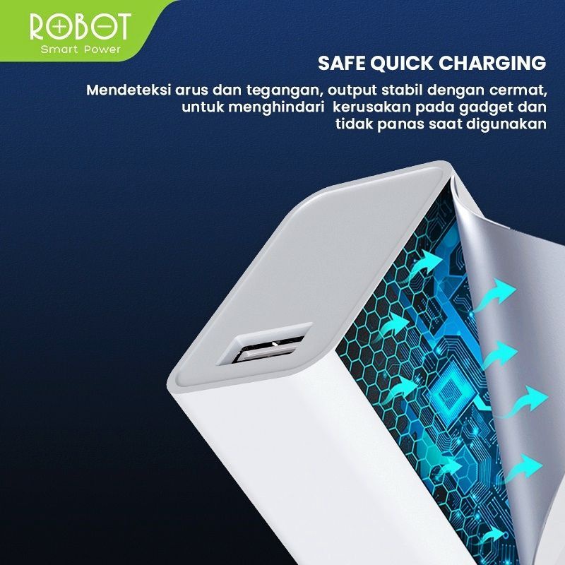 (ROBOT RTF-1) Kepala Charger 18W Adapter Single Port Quick Charge 3A Qualcomm 3.0