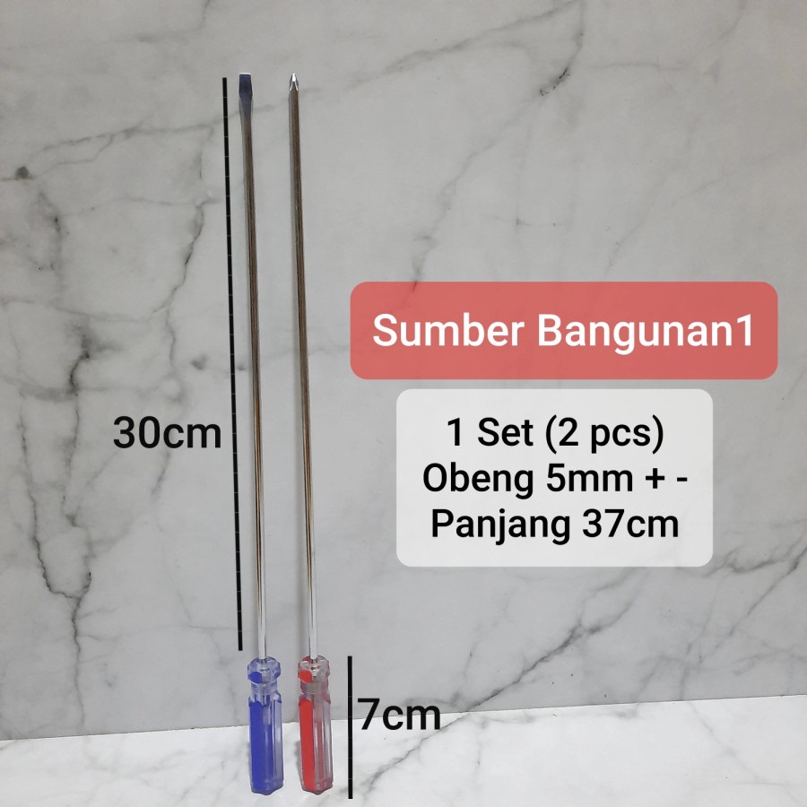 Obeng Plus min + - (1 set) panjang 30cm obeng minus 5mm 5 mm magnet