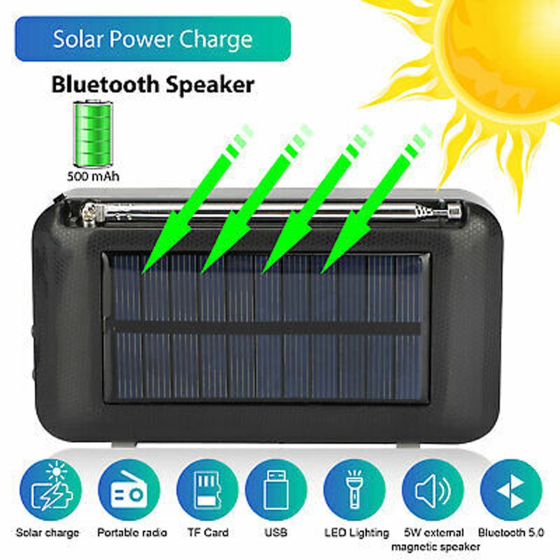 Speaker Bluetooth Solar Charger Travel Sound 3D E-BEAR TG-184