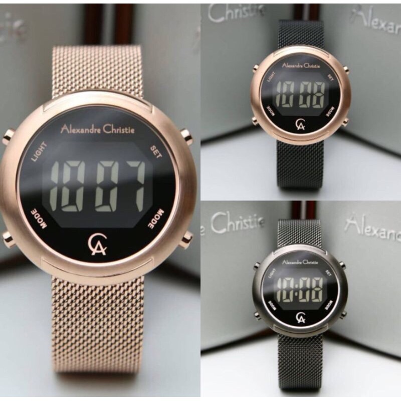 JAM TANGAN WANITA ALEXANDRE CHRISTIE AC 9337 / AC9337 DIGITAL RANTAI PASIR ORIGINAL