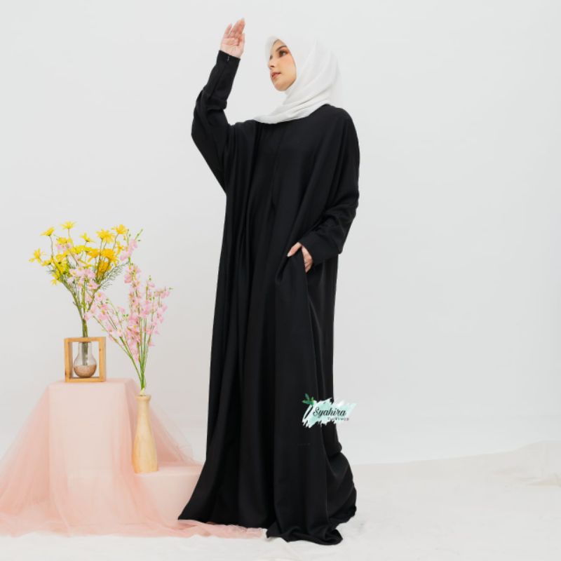 abaya  hitam turkey polos model batwing mewah gamis dress arab ukuran jumbo