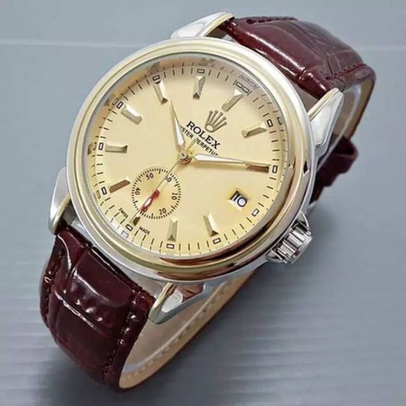 JAM TANGAN PRIA KULIT ROLEX AUTOMATIS