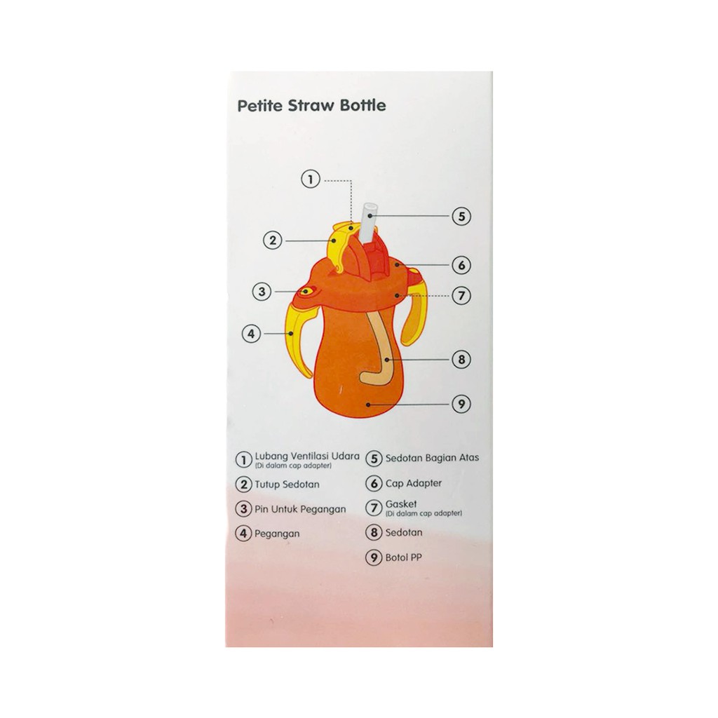 Pigeon Petite Straw Bottle Botol Minum Sedotan Bayi 9+ Bulan Orange Oranye 150ml