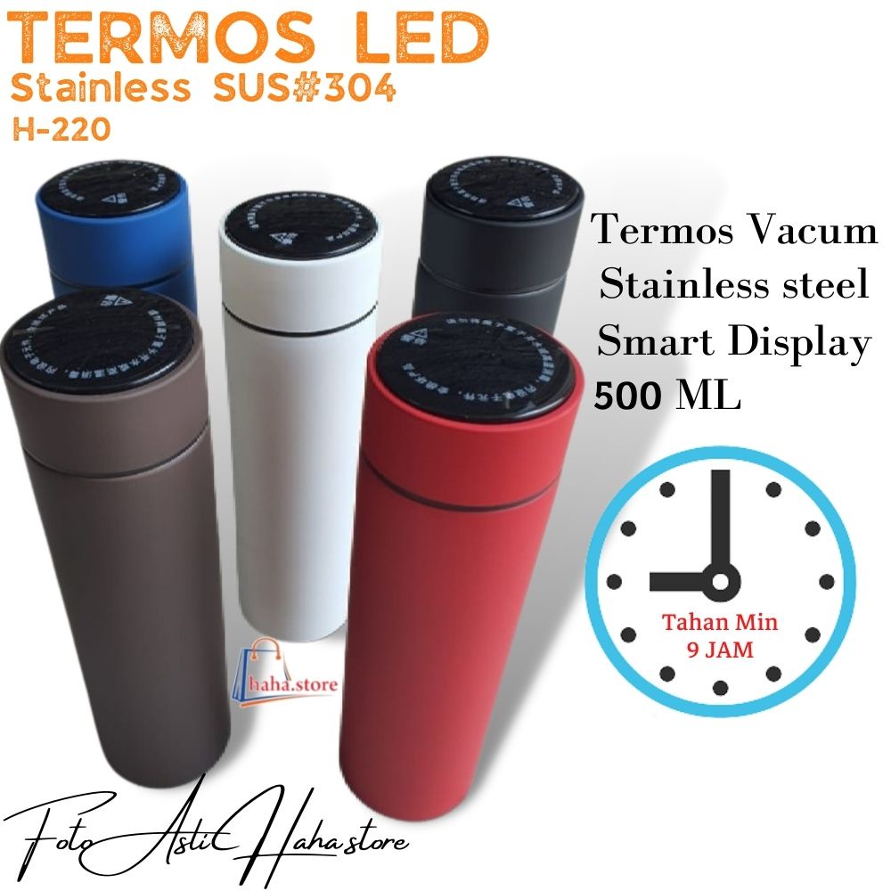 TERMOS AIR PANAS LED H220 / THERMOS STAINLESS / TERMOS LED  / TERMOS VACUM / TUMBLER LED / TUMBLER AIR PANAS DINGIN / TERMOS SUHU TEMPERATUR DOFF H220 / TERMOS SUSU / TERMOS PORTABLE