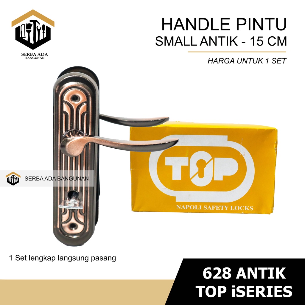 HANDLE GAGANG KUNCI PINTU TOP 688 / I SERIES ANTIQUE &amp; GOLD (KOMPLIT SET) 15CM SMALL SIZE LANGSUNG PASANG