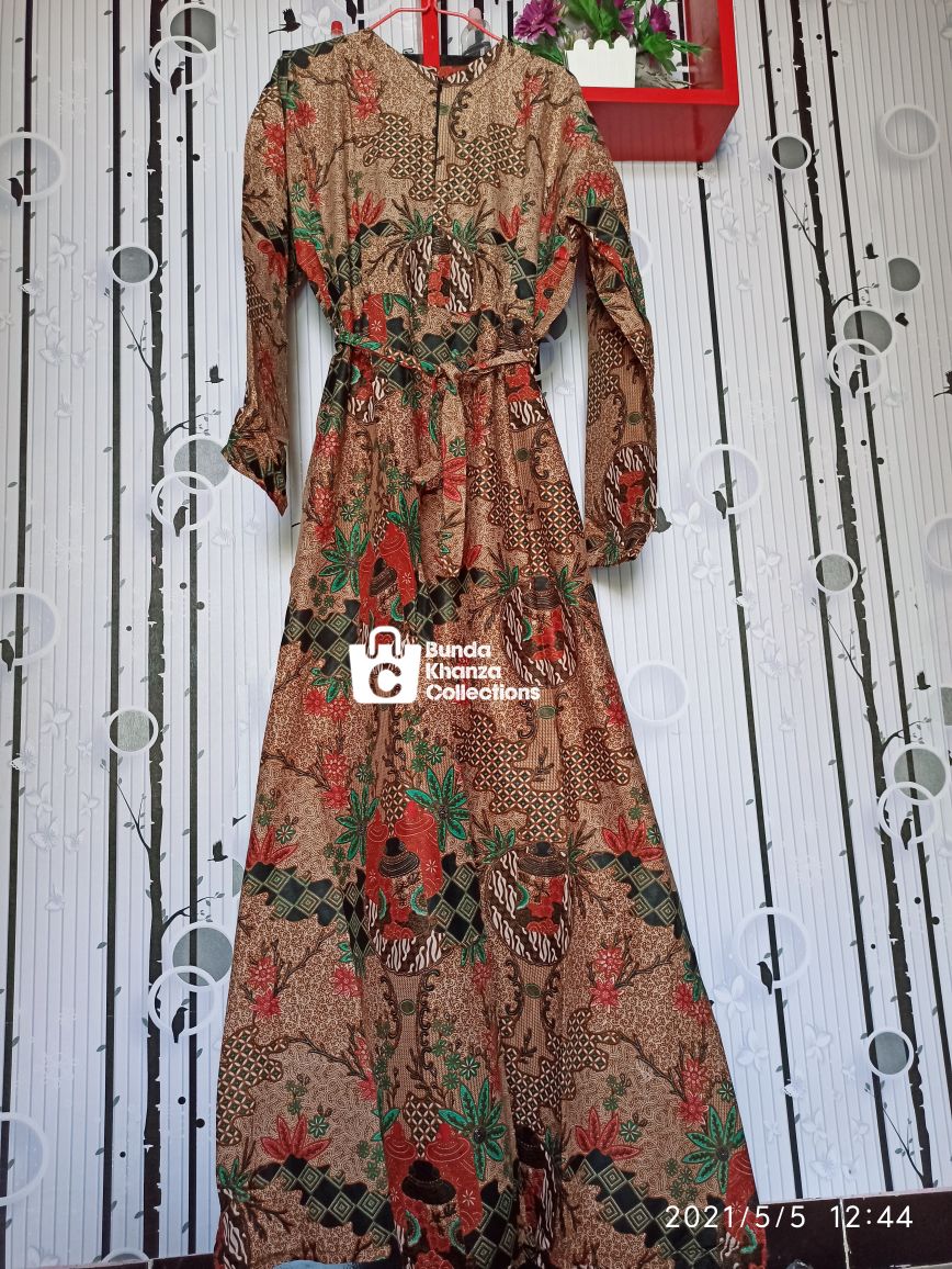 Gamis Batik Sriwedari Busui Frendly Maxi Bumil All Size Ld 104