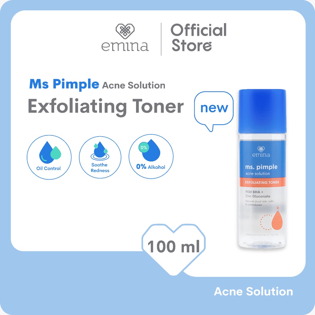 (BISA COD) Emina Ms Pimple Acne Solution Exfoliating Toner 100 ml