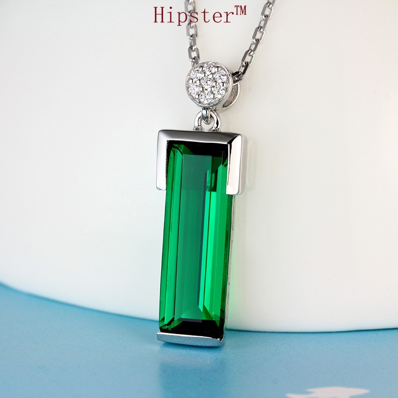 Hot Sale Classic Fashion Luxury Square Emerald Pendant Necklace