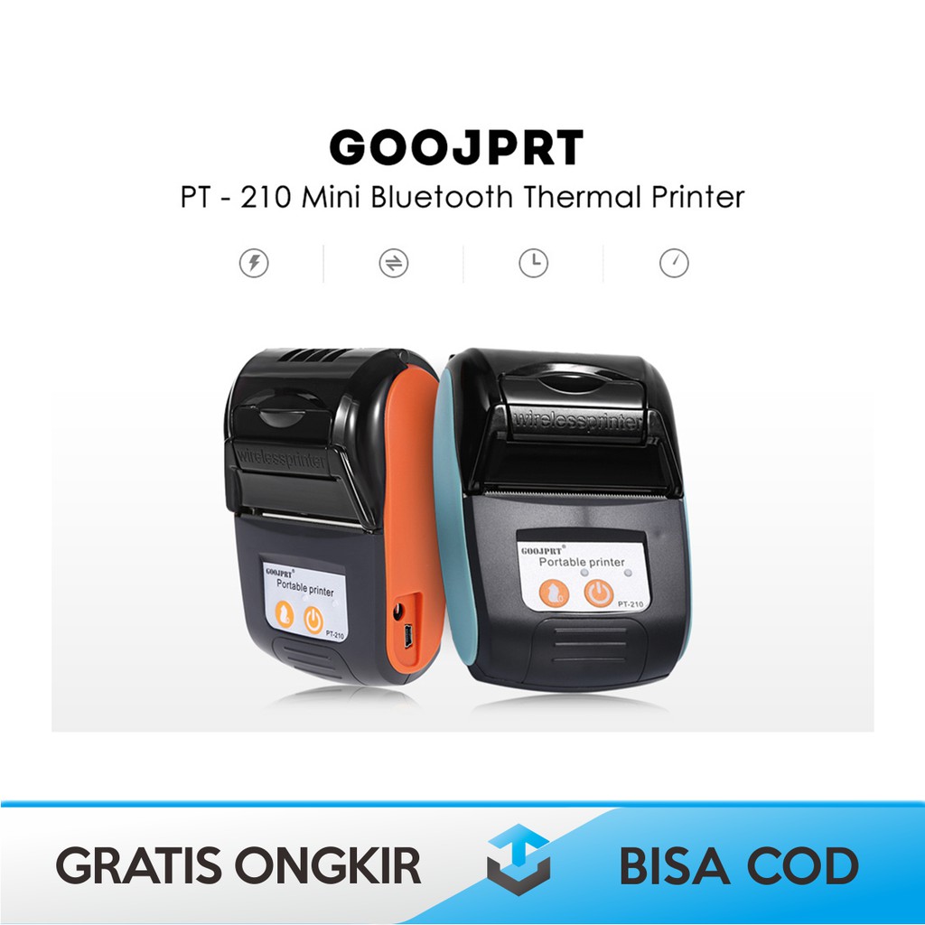 PRINTER BLUETOOTH THERMAL 58mm PORTABLE GOOJPRT JP-PT210 - MINI PRINTER BLOETOOTH TERMAL RESI ORI