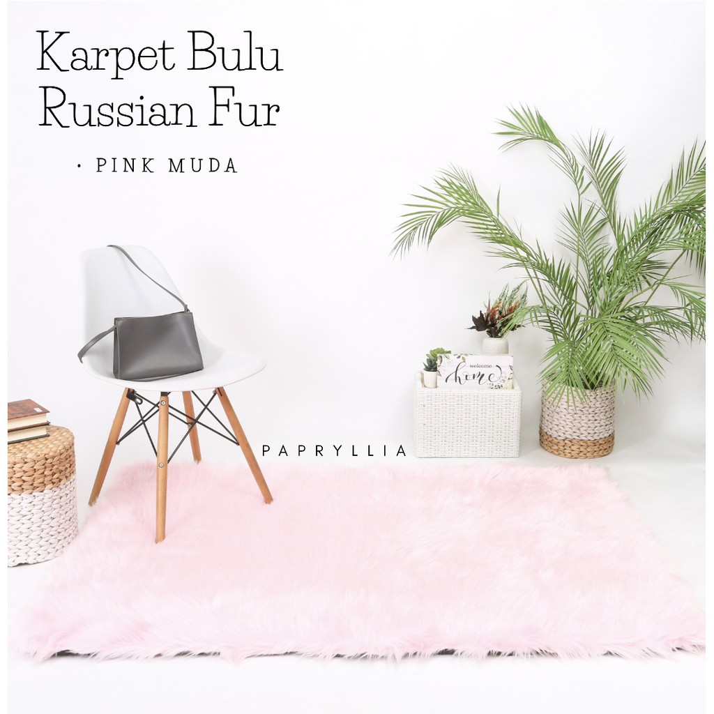 Krucils Store - Karpet Aesthetic Bulu Korea Karpet Lantai Karpet Kamar Bulu Panjang 100x150cm ( Pink