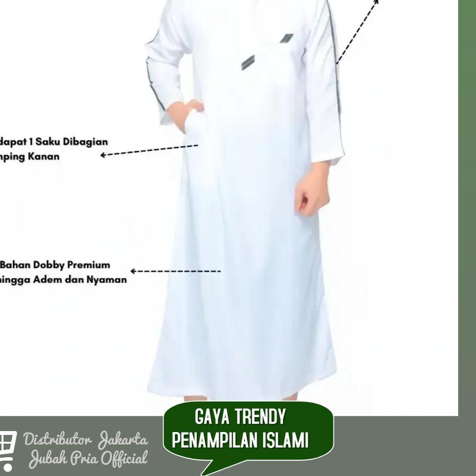 Berkualitas Jubah Pria Gamis Pria Cowok Laki Laki Dewasa Lengan Panjang Al Haramain Baju Jubah Putih Pria Dewasa Lengan Pendek Hitam Habib Polos  2022-7