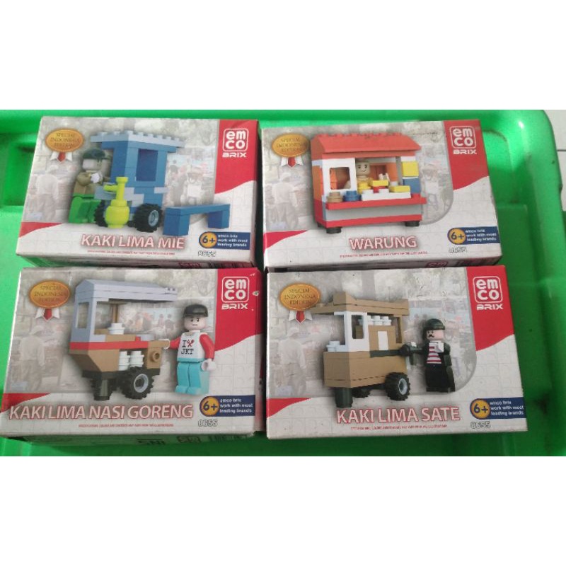 EMCO Brix Mainan Second Miniatur Kaki Lima Sate,Kaki Lima Mie,Kaki Lima Nasi Goreng,Warung