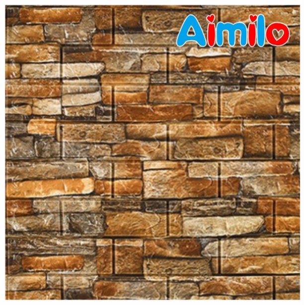 Wallpaper Dinding 3D Bahan Foam Timbul Model Bata Alam/ Batu Bata Dekorasi Ruangan 70x77-F3