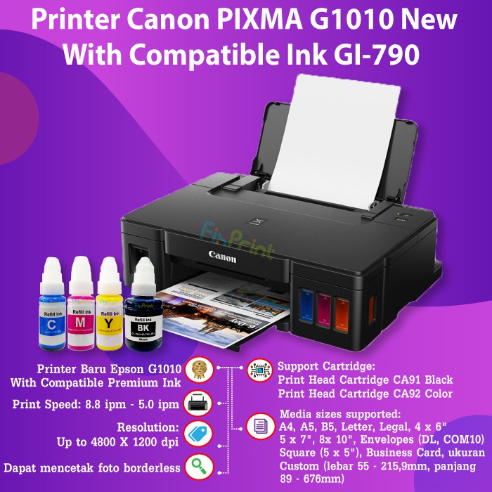 Printer Canon Pixma G1010 G 1010 Ink Tank Infus Inkjet Garansi Resmi Canon