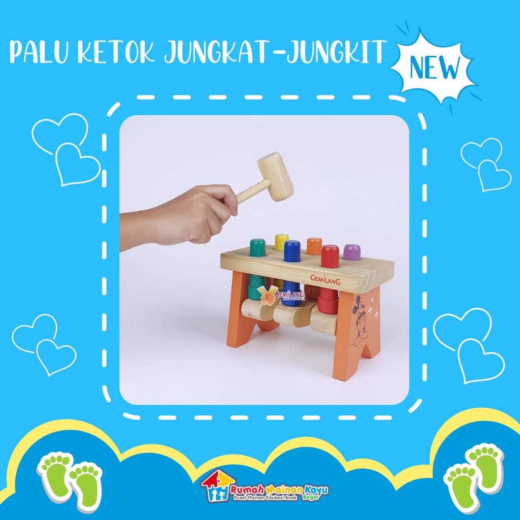 Mainan Edukasi Palu Ketok Jungkat-Jungkit Mainan Anak Mainan Kayu