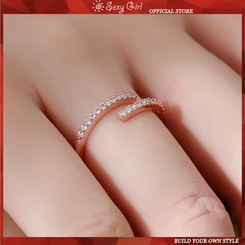 Pave Cubic Zirconia Wedding/Engagement Rings White/Rose Gold Color Fashion Brand Crystal Ring Jewelry For Women Sexy Girl Jewelry