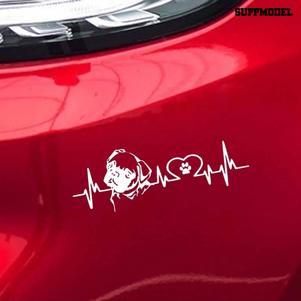 Stiker Reflektif Motif Detak Jantung Anjing Pug Untuk Dekorasi Bodykaca Mobil