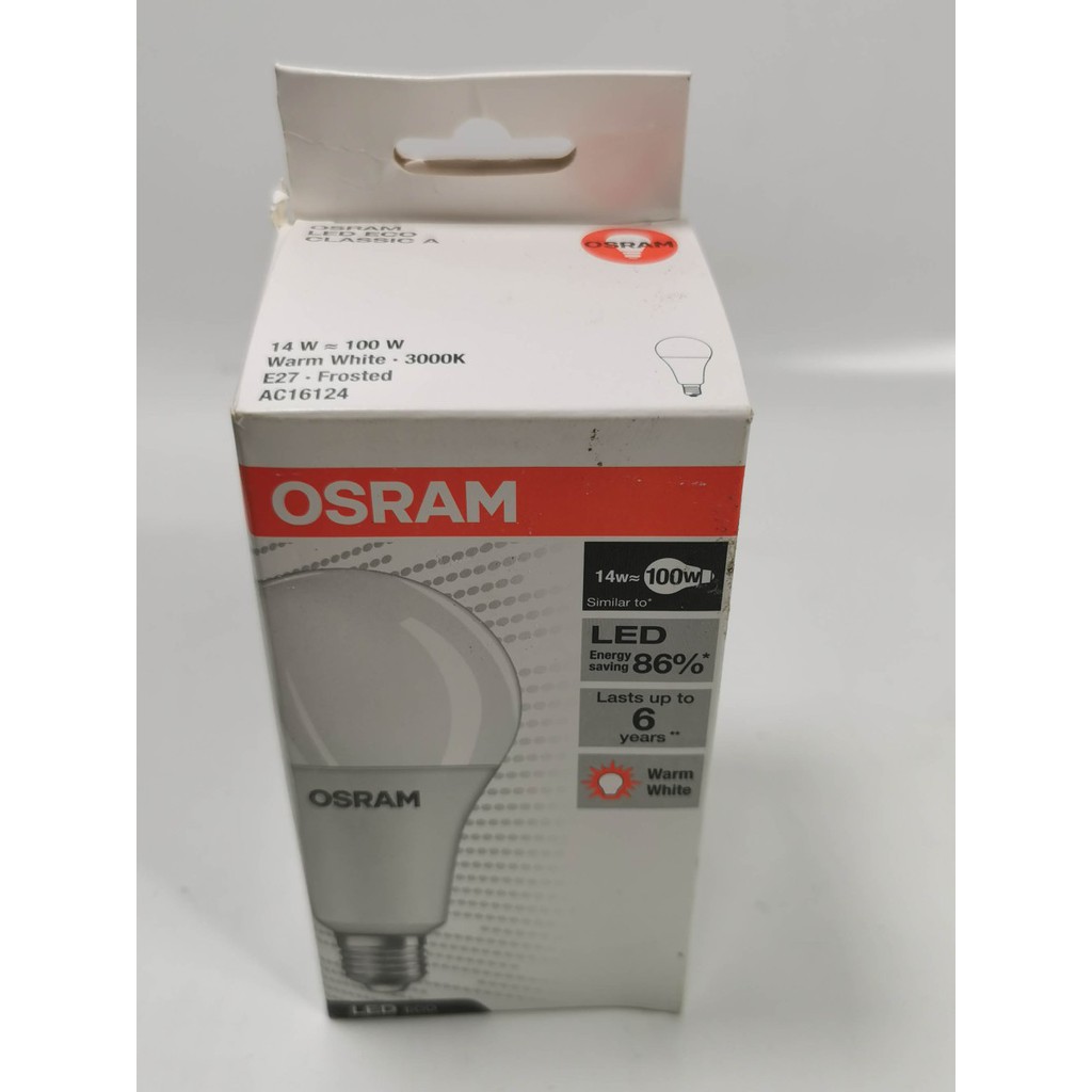 Cahaya KUNING lampu led bulb 14watt OSRAM LECO CLA100 garansi 1 tahun