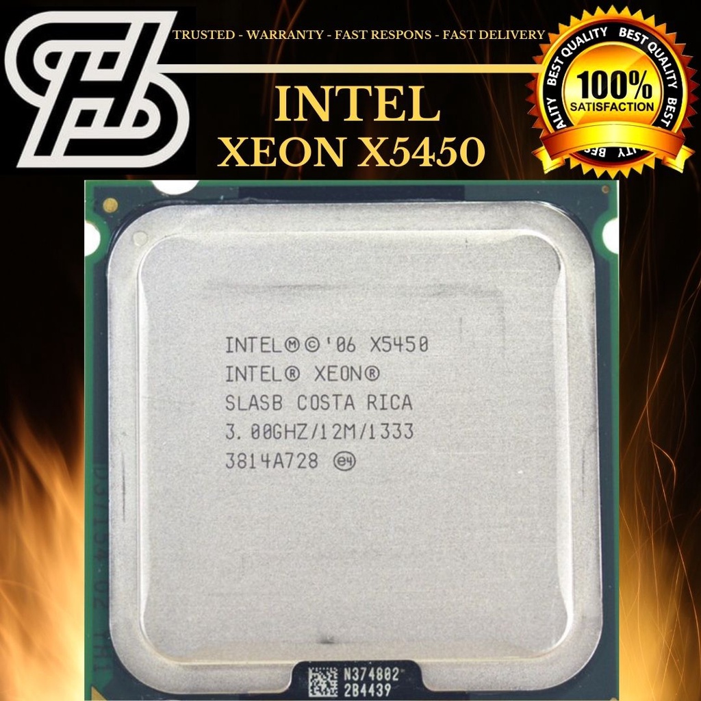 INTEL XEON X5450 - 3.0GHz 4Cores 4Threads Cache12mb LGA 771-775  TDP 120W Setara dengan Q9650. Proce