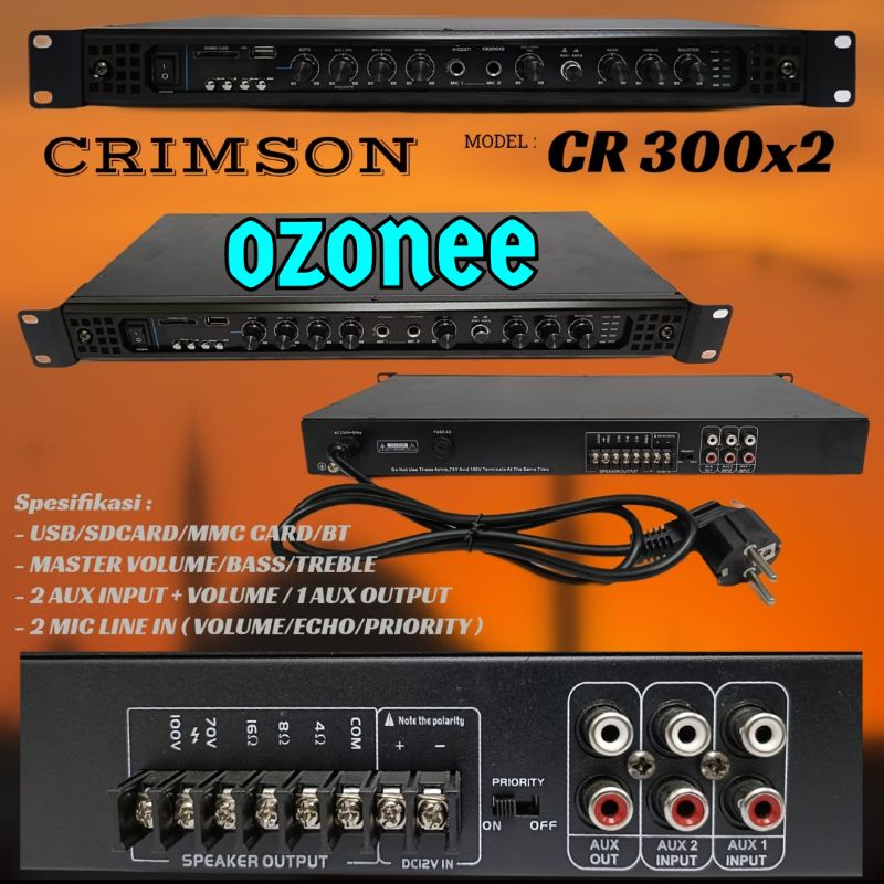 POWER AMPLIFIER CRIMSON CR 300X2 BLUETOOTH USB ORIGINAL
