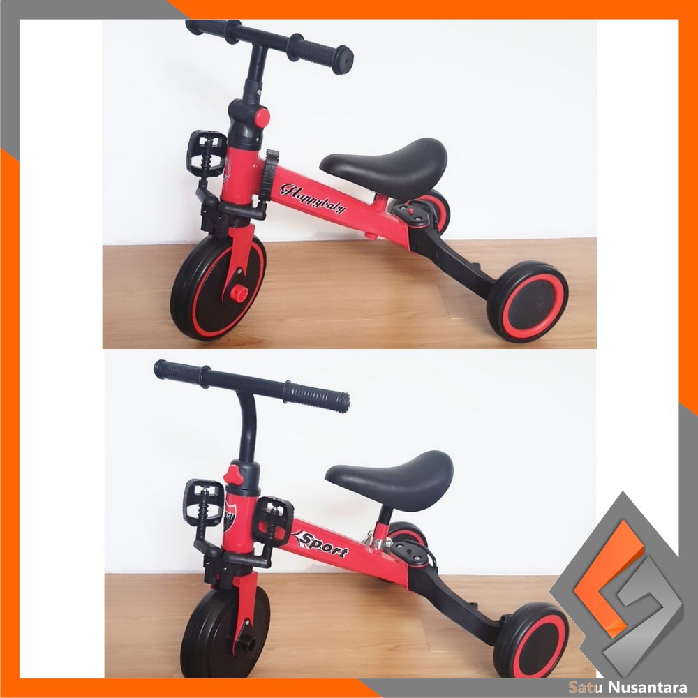SN-M97 Mainan Sepeda Anak 3 Roda 2in1 Sepeda Keseimbangan Anak Balance Bike Ride On Anak Push Bike-MERAH