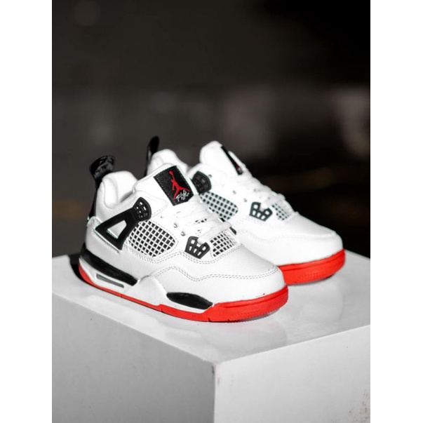 Sepatu anak Nike jordan 4 Retro White red Black