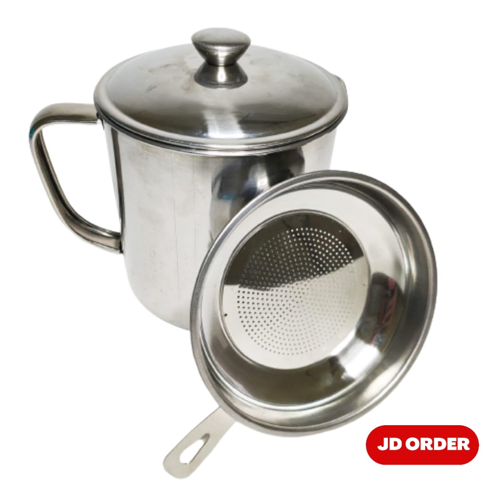 Oil Pot Stainless Steel Wadah Penyaring Minyak Goreng 1.2 Liter