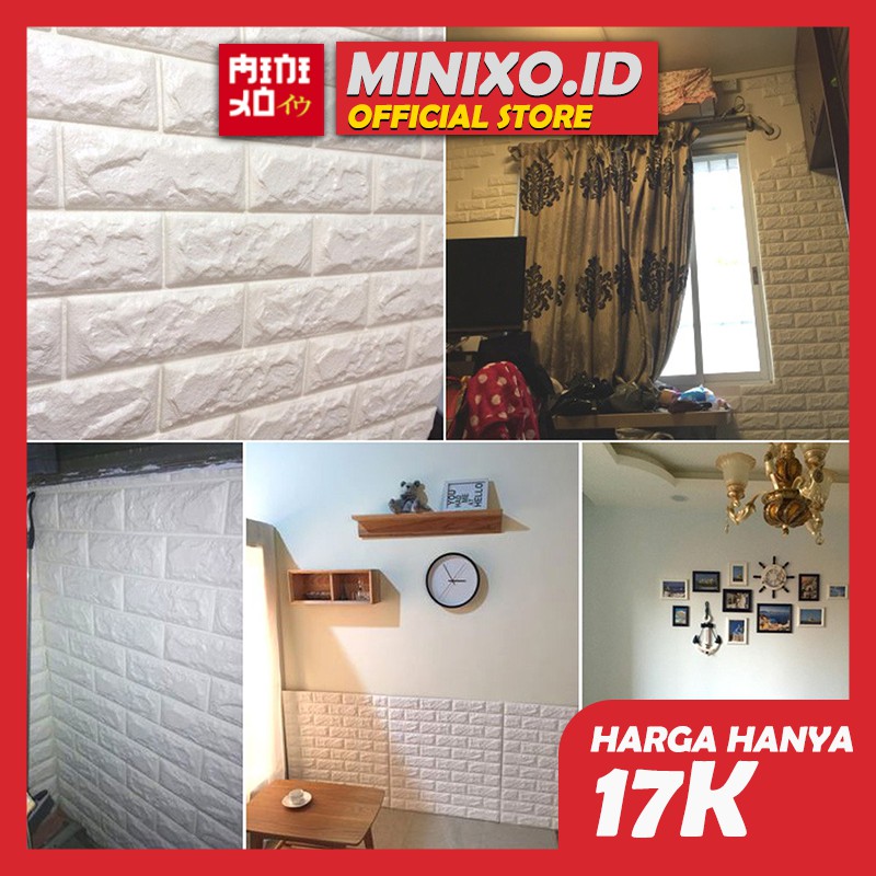 INTERIOR WALLPAPER DINDING 3D DINDING BATU BATA STICKER - MINIXO.ID