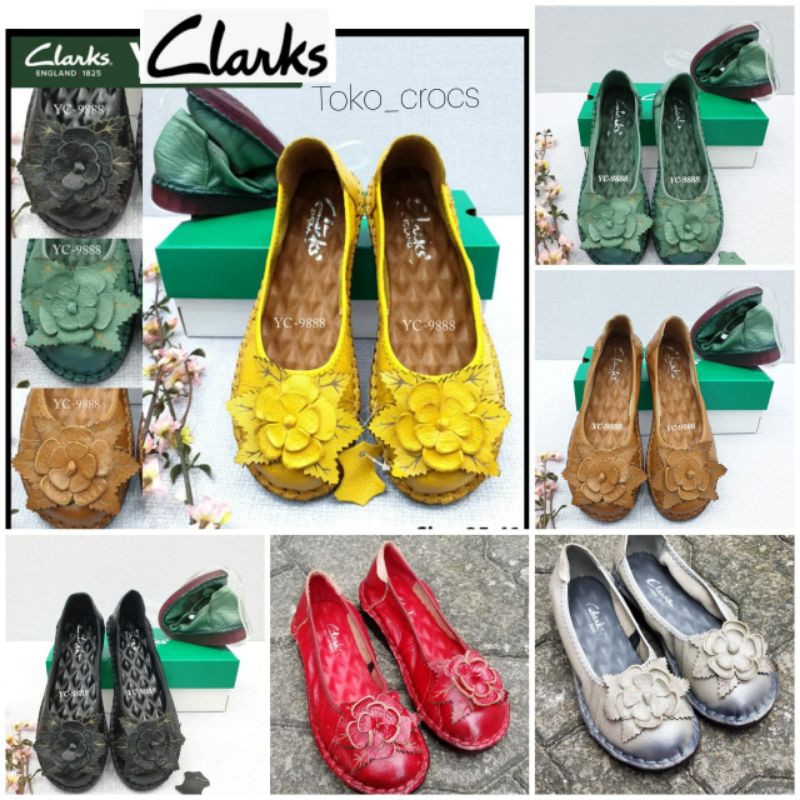 Sepatu Clarks wanita / clarks Flat /CLARKS FLOWER YC-9888 + LENGKAP BOX