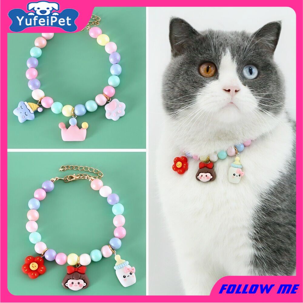 Kalung Collar Anjing / Kucing Peliharaan Model Mahkota / Bunga / Mutiara Untuk Ulang Tahun