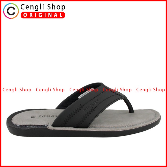 SANDAL JEPIT KULIT PAKALOLO PRIA ORIGINAL CASUAL ASLI HITAM PB40