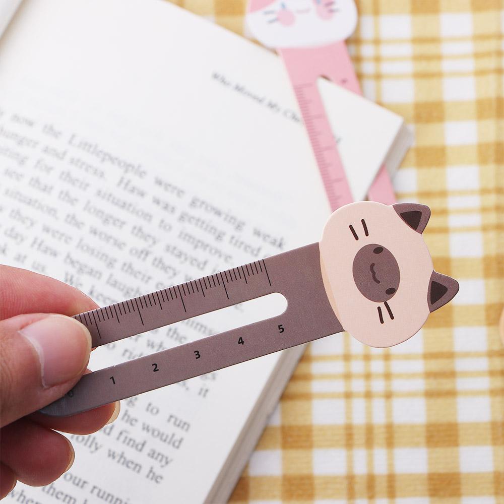 Lanfy Penggaris Bookmark Penanda Halaman Anak Siswa Alat Tulis Beruang Lucu Anak Kucing Perlengkapan Sekolah Kartun Hewan Halaman Label