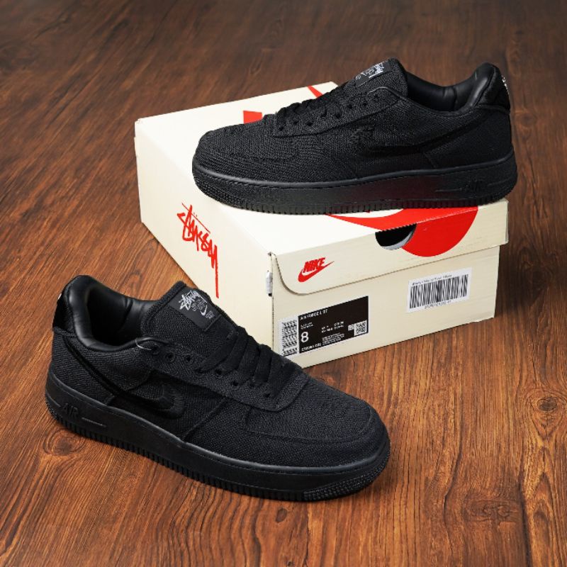 stussy x nike air force 1 black