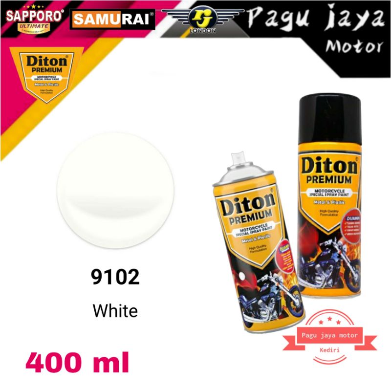 DITON PREMIUM 9102 WHITE PUTIH GLOSS GLOSSY 400ml cat semprot spray paint pilok pilox