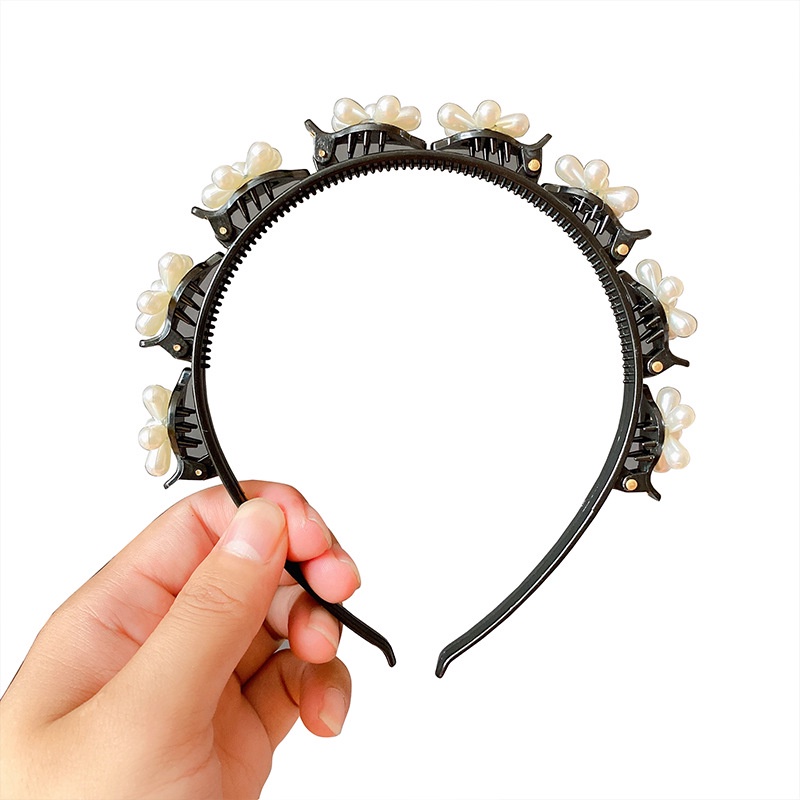 Fashion Bangs Hairstyle Multi-layer Hollow Woven Headband with Teeth Design Alligator Clip Accessories