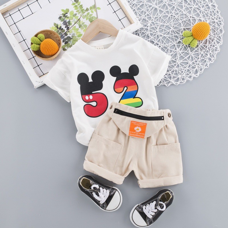 1-5thn | Setelan Tshirt + Celana (1 set) Laki-laki Bayi Anak Pakaian anak Kaos Bayi O